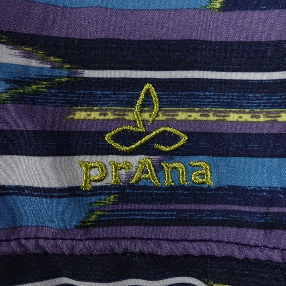 Prana Board Shorts Men's 36 Ikat Stripe Blue Purple Stretch